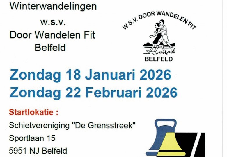 Winterwandeltochten op zondag 18 januari en zondag 22 februari 2026