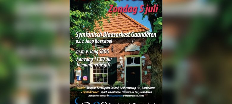 Tuinconcert Symfonisch Blaasorkest bij Het Onland